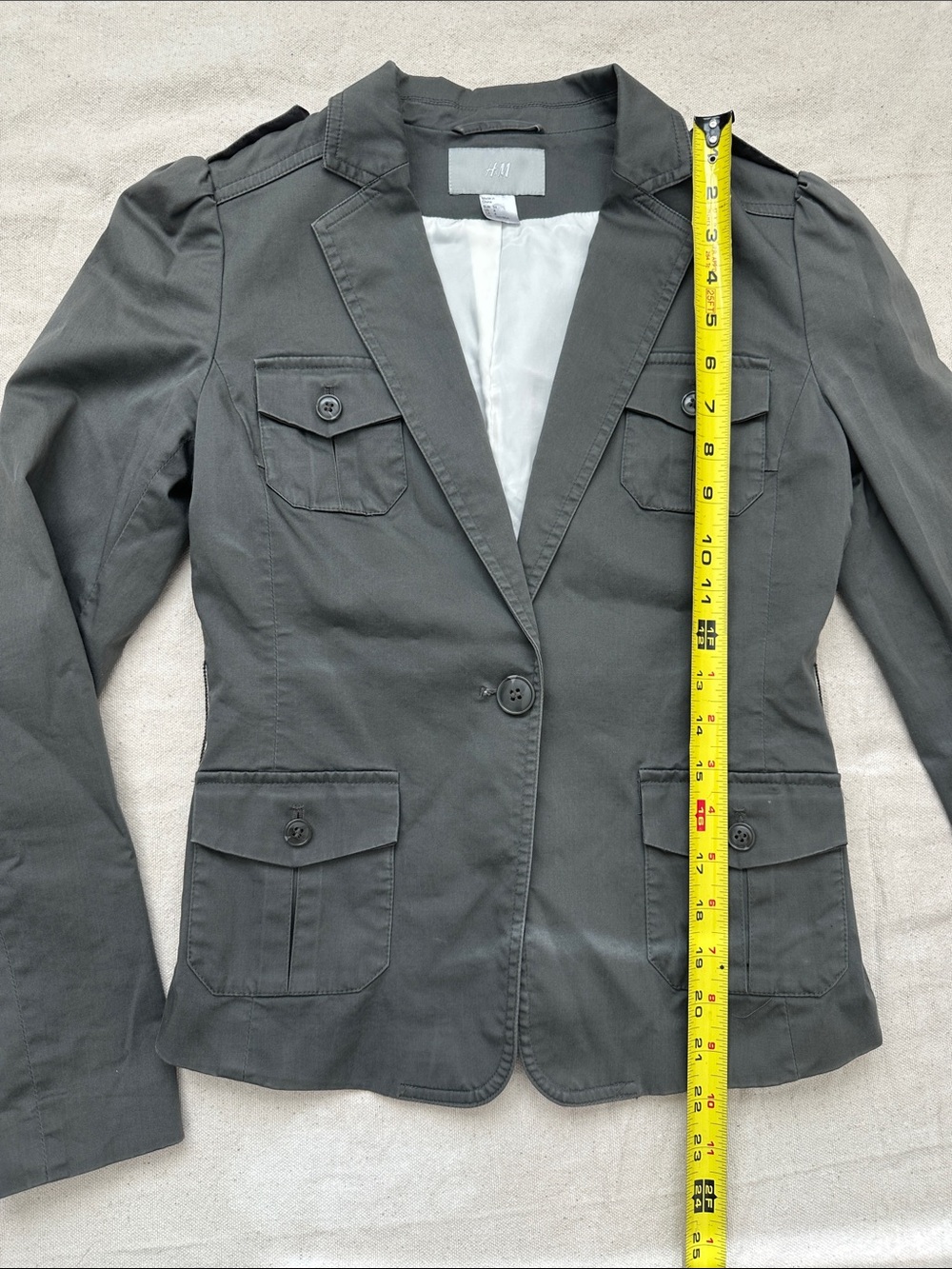 H&M Military/Utility Style Blazer Jacket – Dark Green/Olive – Size 4 - Picture 5 of 9
